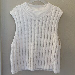 Girls Zara Cable Knit Vest in Ecru Size 13-14